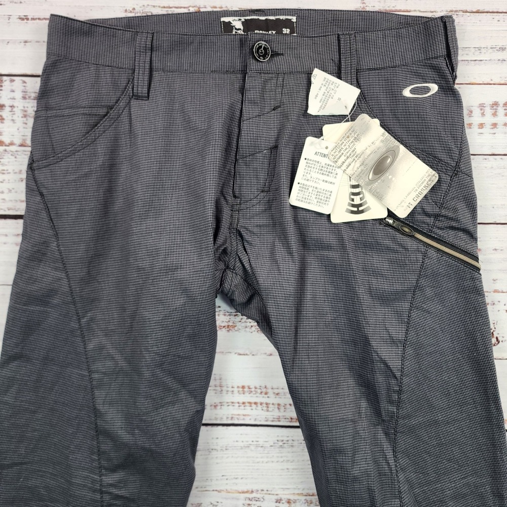 Oakley Skull Japan Golf Pants 32 Grey Micro Check Performance Tech 429261JP NWT